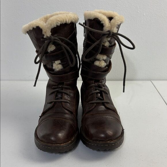 Born Zuniga Women Brown Leather Boots Shearling Lined Harbor Cottage Boho SZ 6.5 - Picture 7 of 13